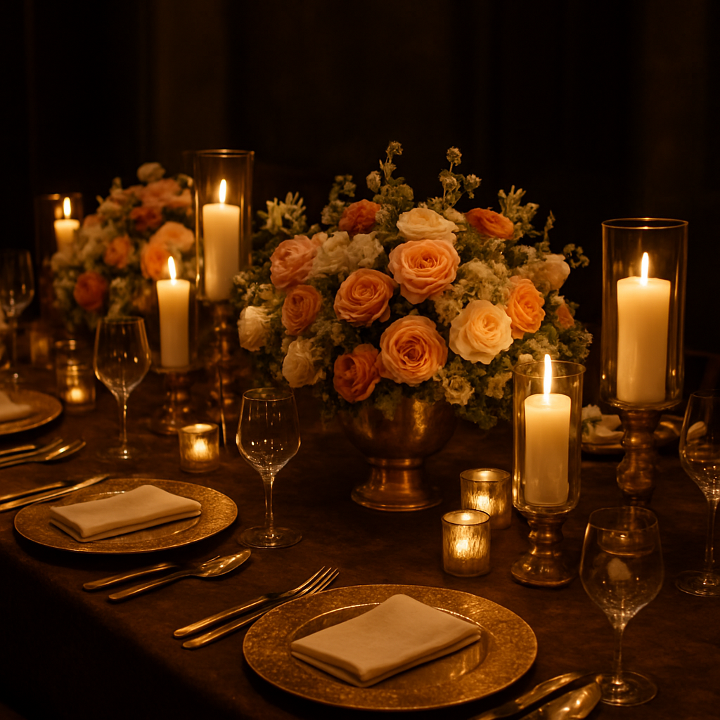 Elegant banquet dining table setup
